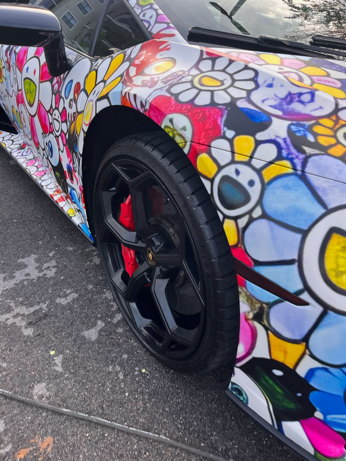 Lamborghini Huracán Murakami art wrap detailing Miami